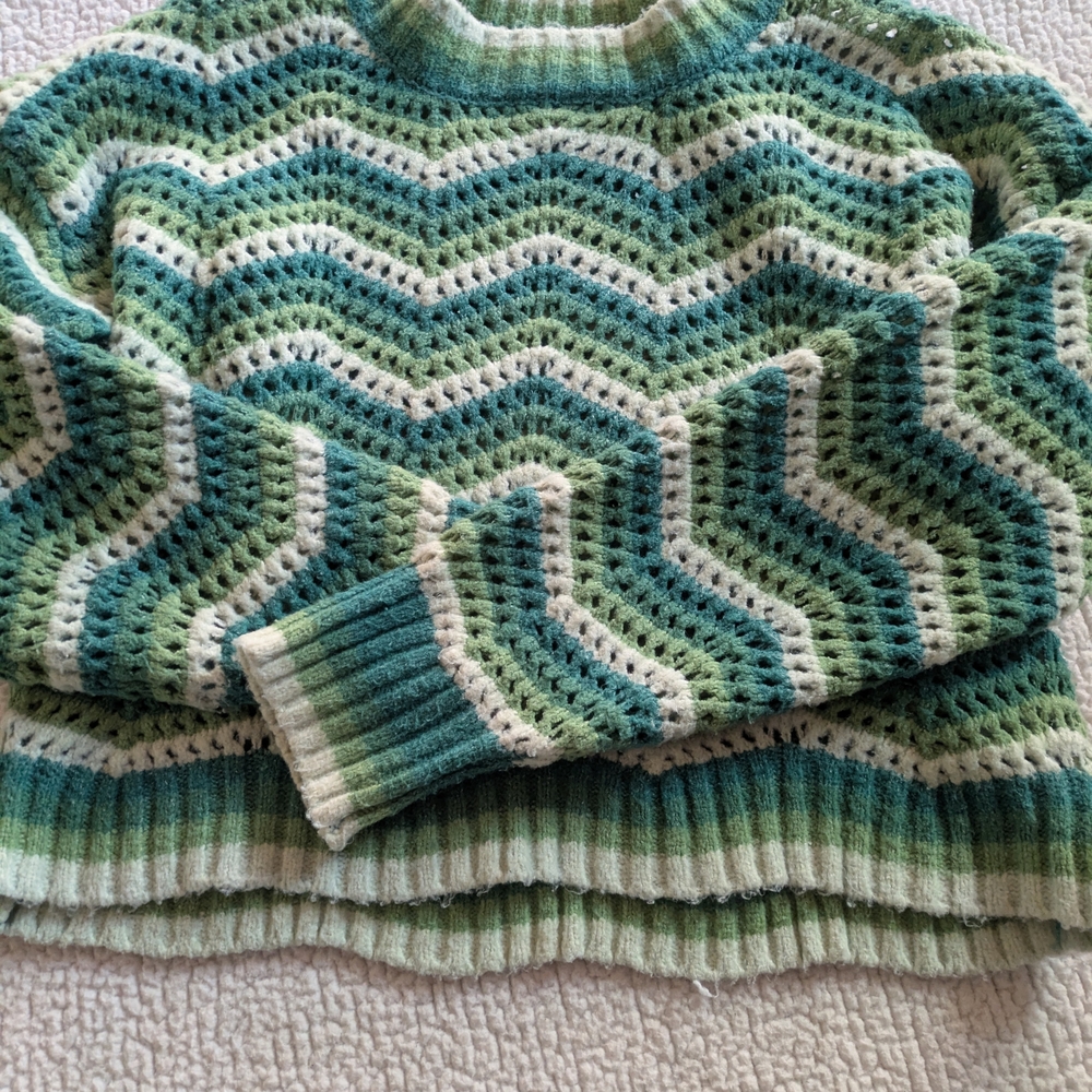 Hippie Rose Teal and Cream Chevron Sweater